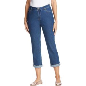 Woman Within Plus Size Tall Stretch Denim Five-Pocket Girlfriend Jeans(Medium Stonewash)