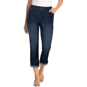Woman Within Plus Size Tall Stretch Denim Five-Pocket Girlfriend Jeans(Midnight Sanded)