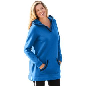 Woman Within Plus Size V-Neck Hoodie Sweatshirt(Bright Cobalt)