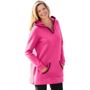 Woman Within Plus Size V-Neck Hoodie Sweatshirt(Raspberry Sorbet)