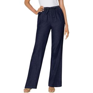 Woman Within Plus Size Wide-Leg Drawstring Denim Pants(Indigo)