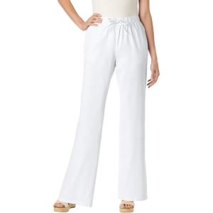 Woman Within Plus Size Wide-Leg Drawstring Denim Pants(White)