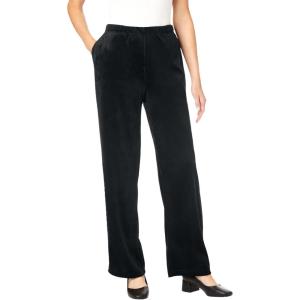 Woman Within Plus Size Wide-Leg Velour Pant(Black)