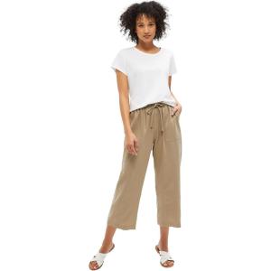 ellos Plus Size Linen-Blend Drawstring Capris(Bark)