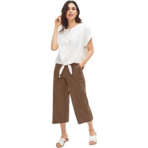 ellos Plus Size Linen-Blend Drawstring Capris(Pecan Brown)