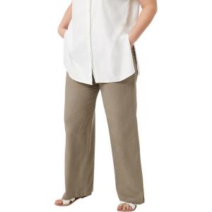 ellos Plus Size Linen-Blend Drawstring Pants(Bark)