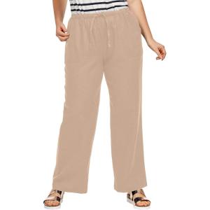 ellos Plus Size Linen-Blend Drawstring Pants(New Khaki)