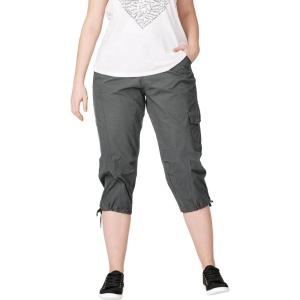 ellos Women’s Plus Size Stretch Cargo Capris Front and Side Pockets Casual Cropped Pants(Slate)