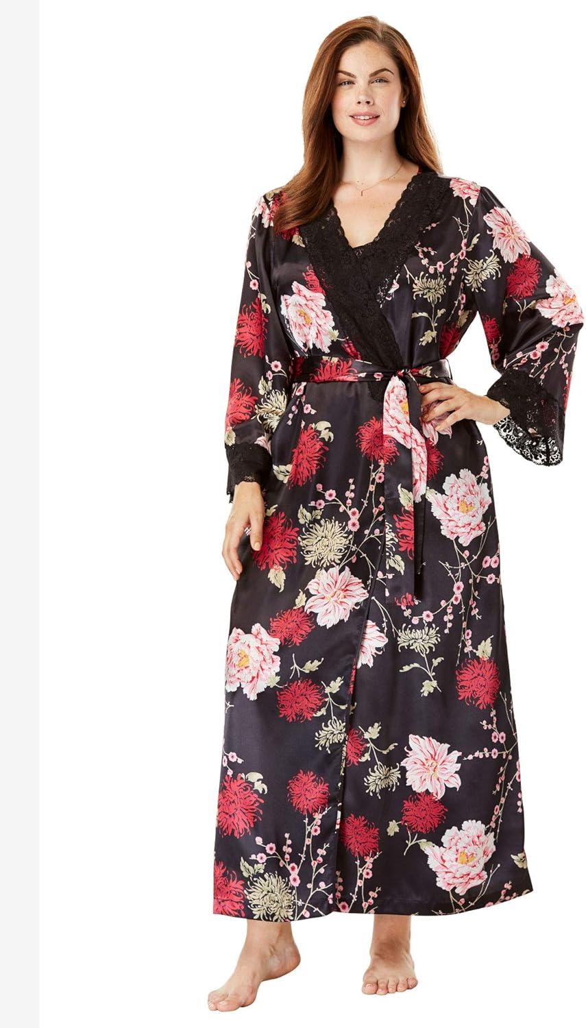 imageAmoureuse Plus Size The Luxe Satin Short Peignoir SetPomegranate