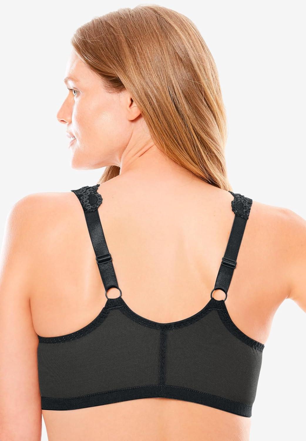 imageComfort Choice Womens Plus Size Front Close Wireless Gel Strap BraBlack