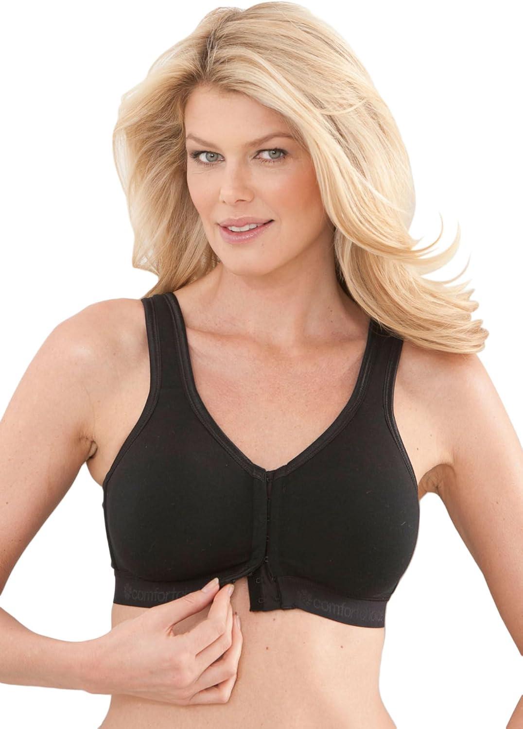 imageComfort Choice Womens Plus Size Wireless FrontClose Lounge BraNude