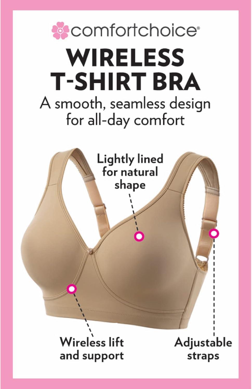 imageComfort Choice Womens Plus Size Wireless Microfiber TShirt BraNude