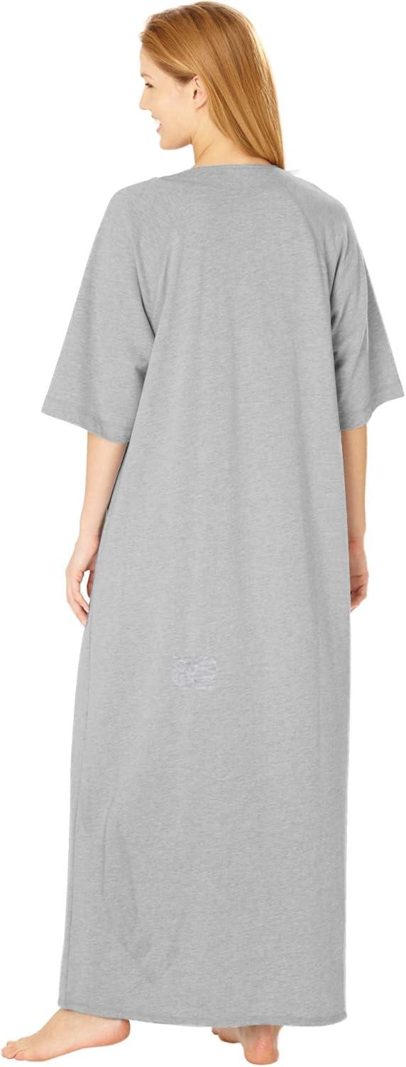 imageDreams ampamp Co Womens Plus Size Long French Terry ZipFront Robe Petite AvailableEvening Blue