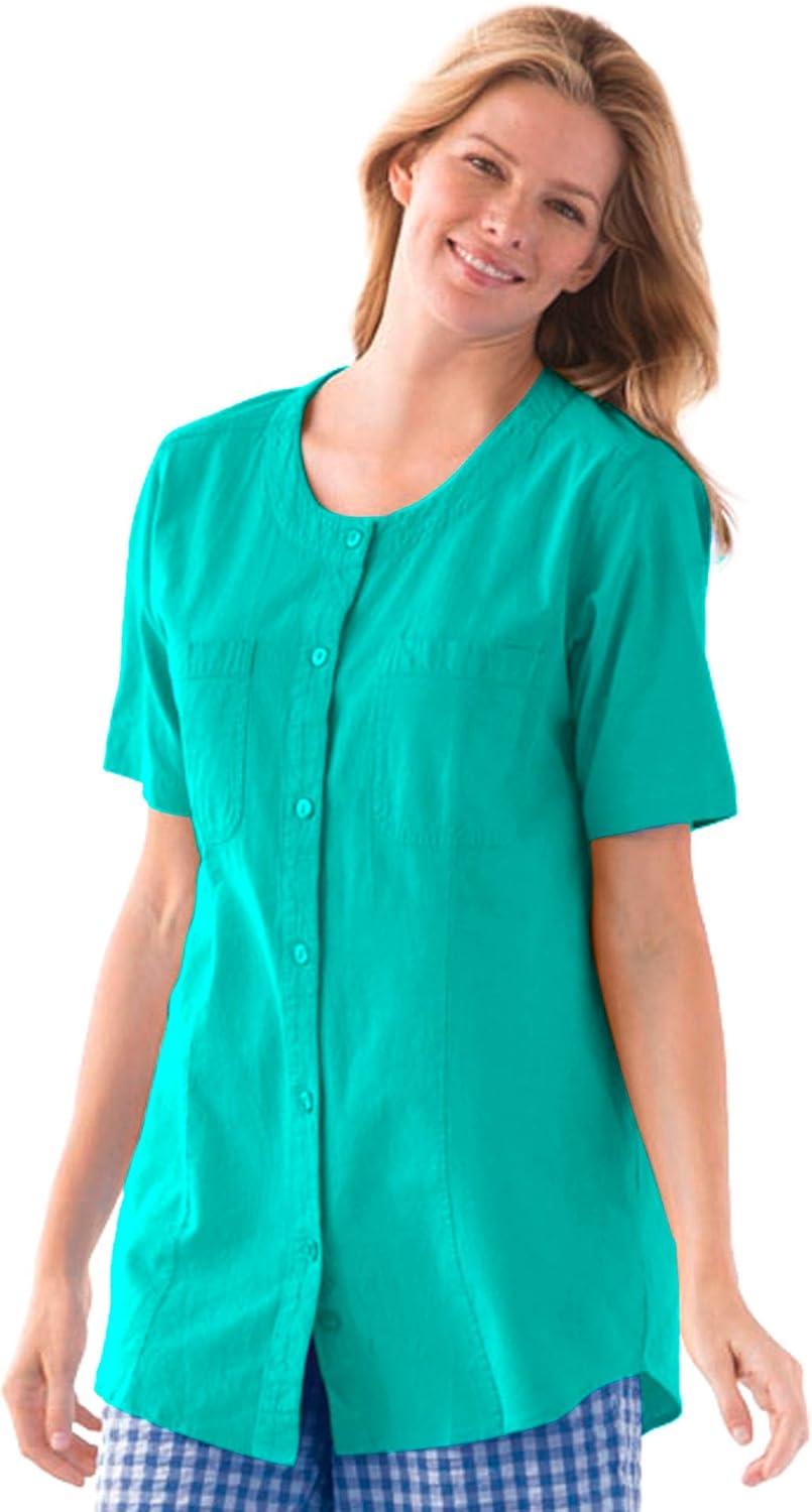 imageWoman Within Plus Size ShortSleeve Crinkle ShirtWaterfall