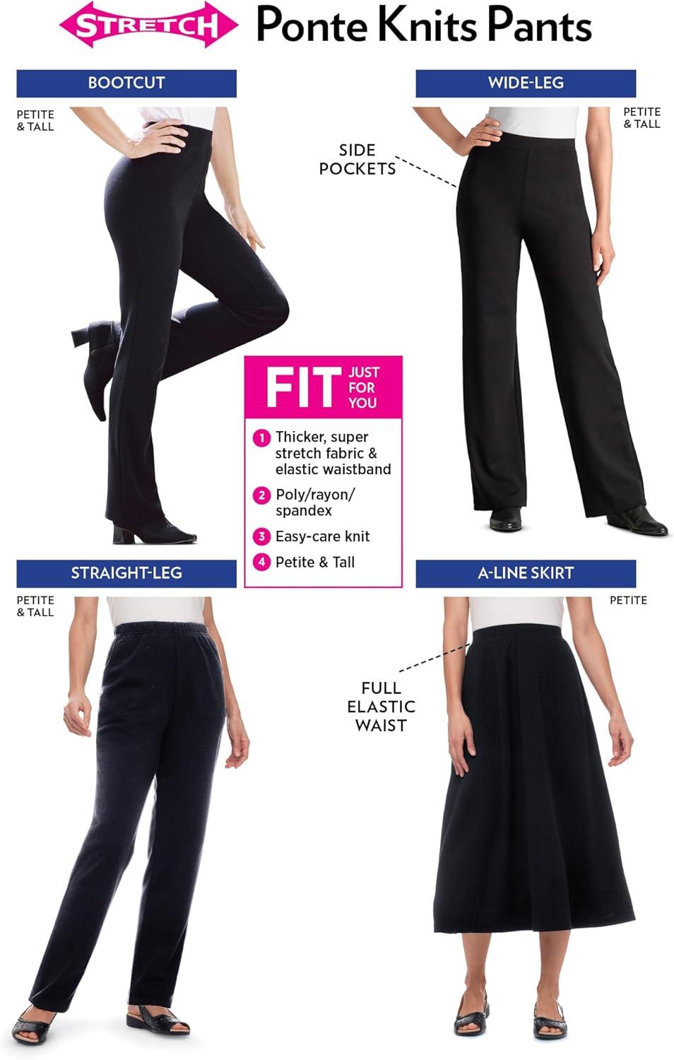 imageWoman Within Plus Size StraightLeg Stretch PonteKnit PullOn PantsPine