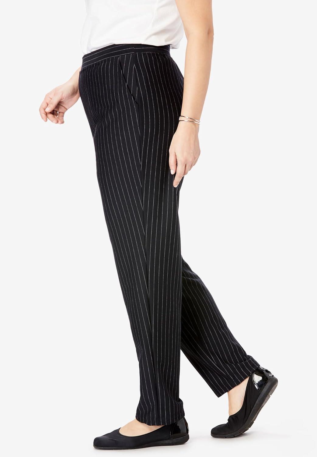 imageWoman Within Plus Size StraightLeg Stretch PonteKnit PullOn PantsPine