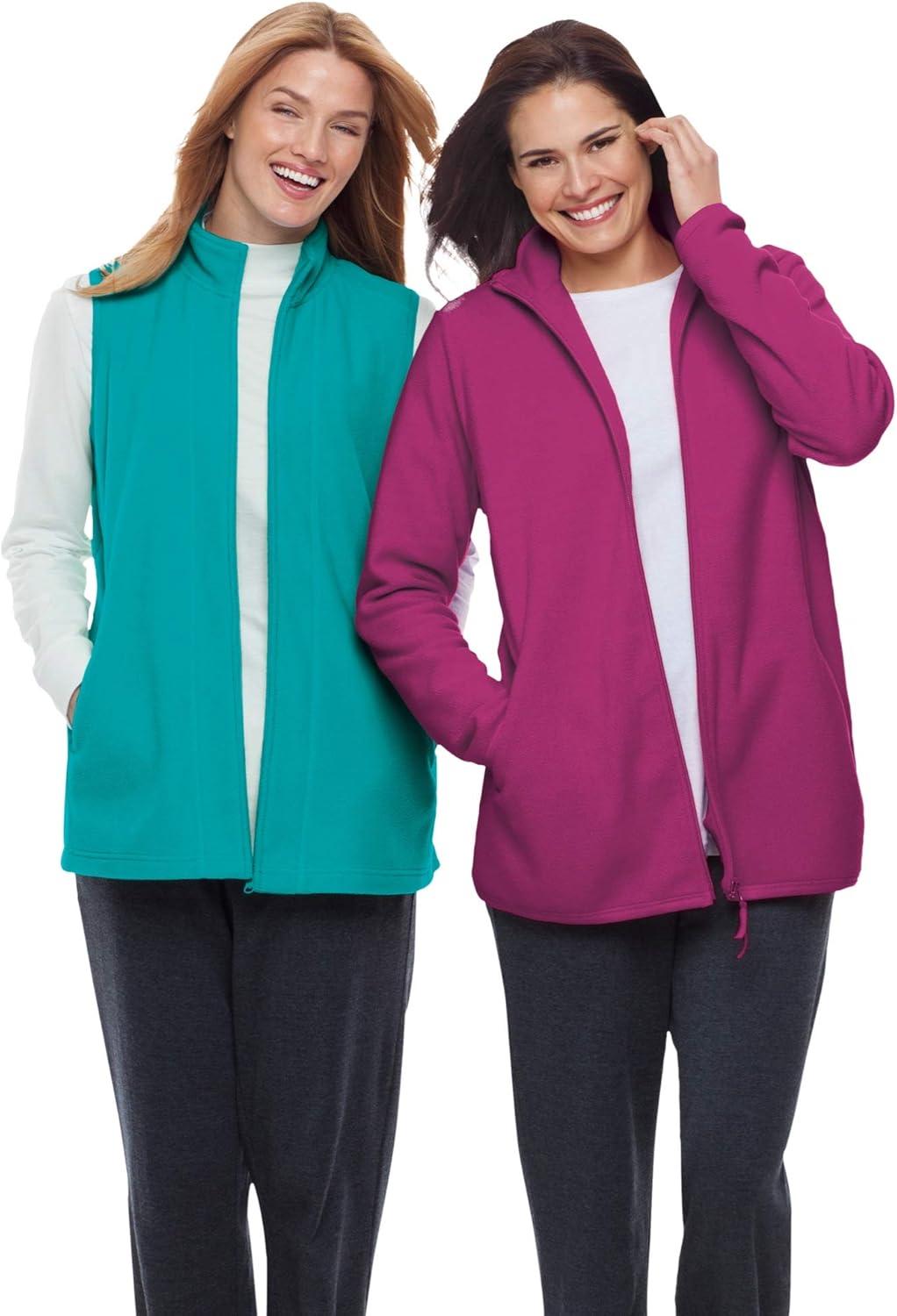 imageWoman Within Plus Size ZipFront Microfleece Vest Long Fleece VestBlue Plaid