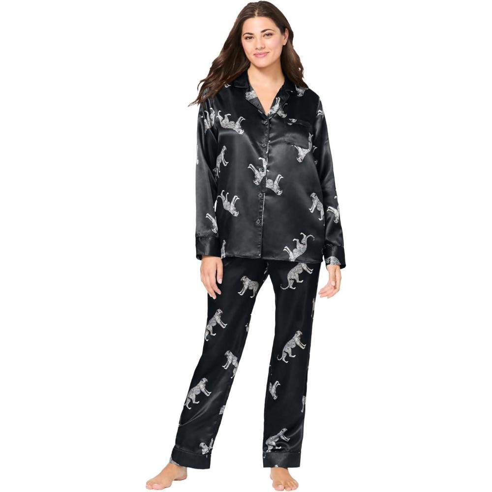 imageAmoureuse Plus Size The Luxe Satin Pajama SetBlack