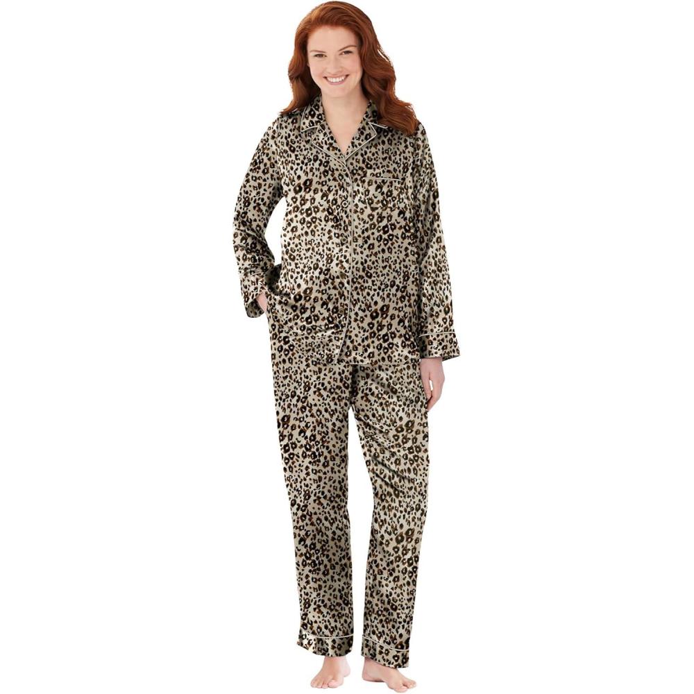 imageAmoureuse Plus Size The Luxe Satin Pajama SetLeopard