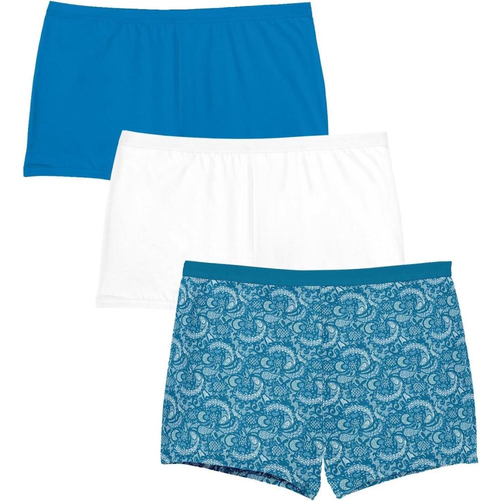 imageComfort Choice Plus Size Boy Short 3PackBlue Lace Pack