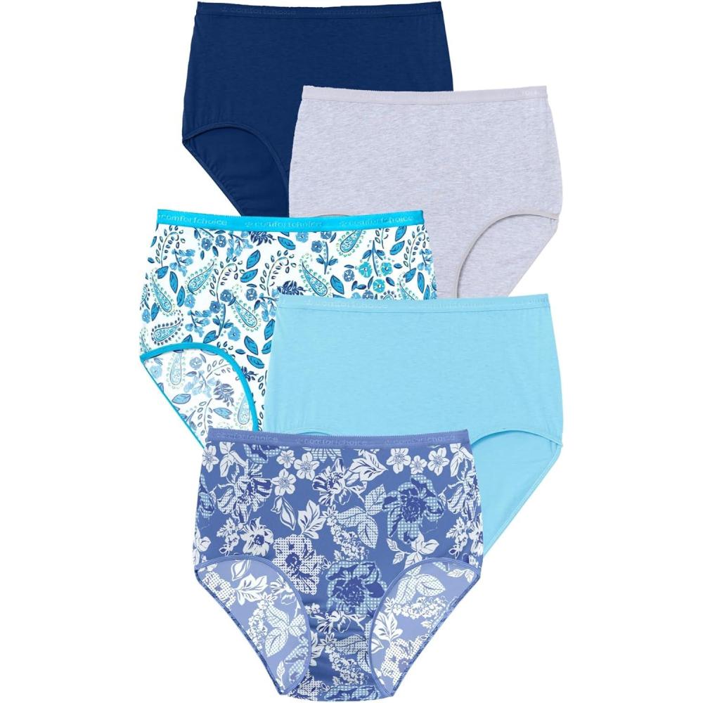 imageComfort Choice Plus Size Cotton Brief 5PackBlue Floral Pack