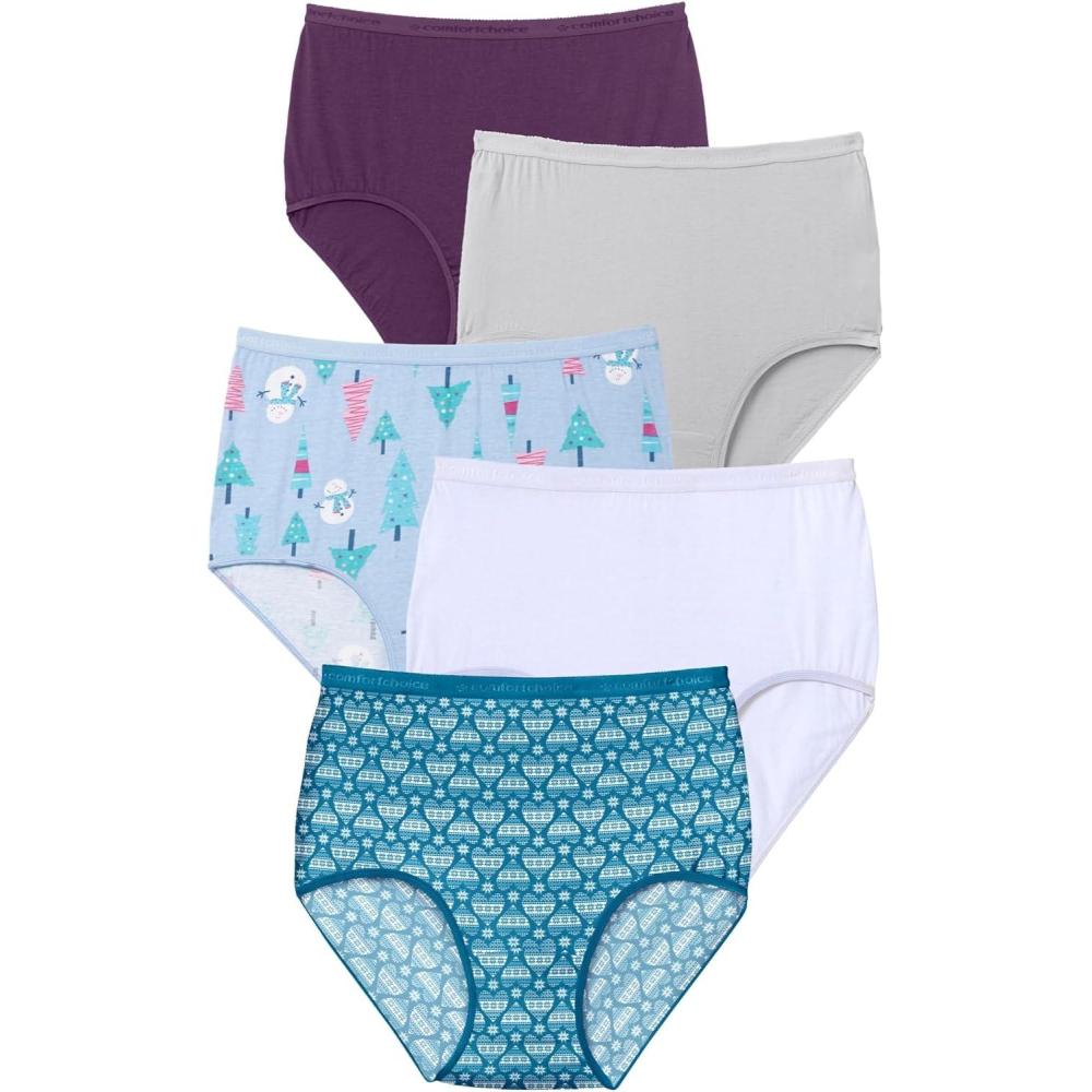 imageComfort Choice Plus Size Cotton Brief 5PackFairisle Heart Pack