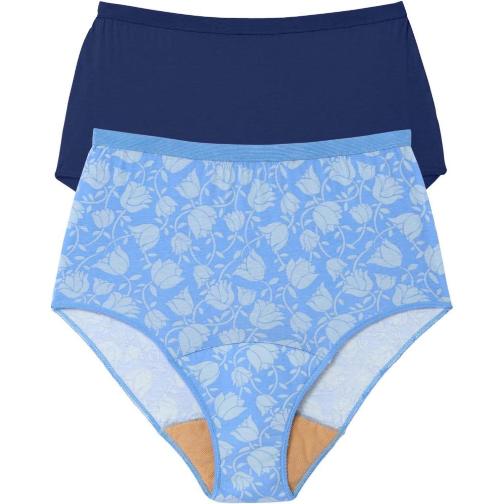 imageComfort Choice Plus Size Cotton Incontinence Brief 2Pack  7 Floral Swirl PackStamped Floral Pack