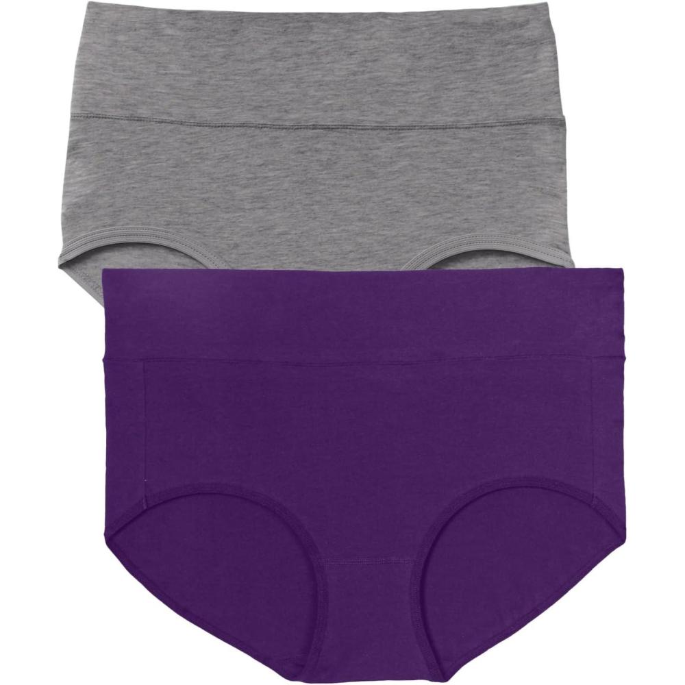 imageComfort Choice Plus Size Cotton Spandex Comfort Waist Brief 2PackRich Violet