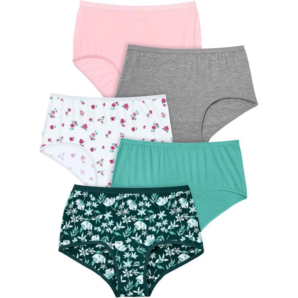 imageComfort Choice Plus Size Full Coverage Stretch Cotton Brief 5PackBloom Pack