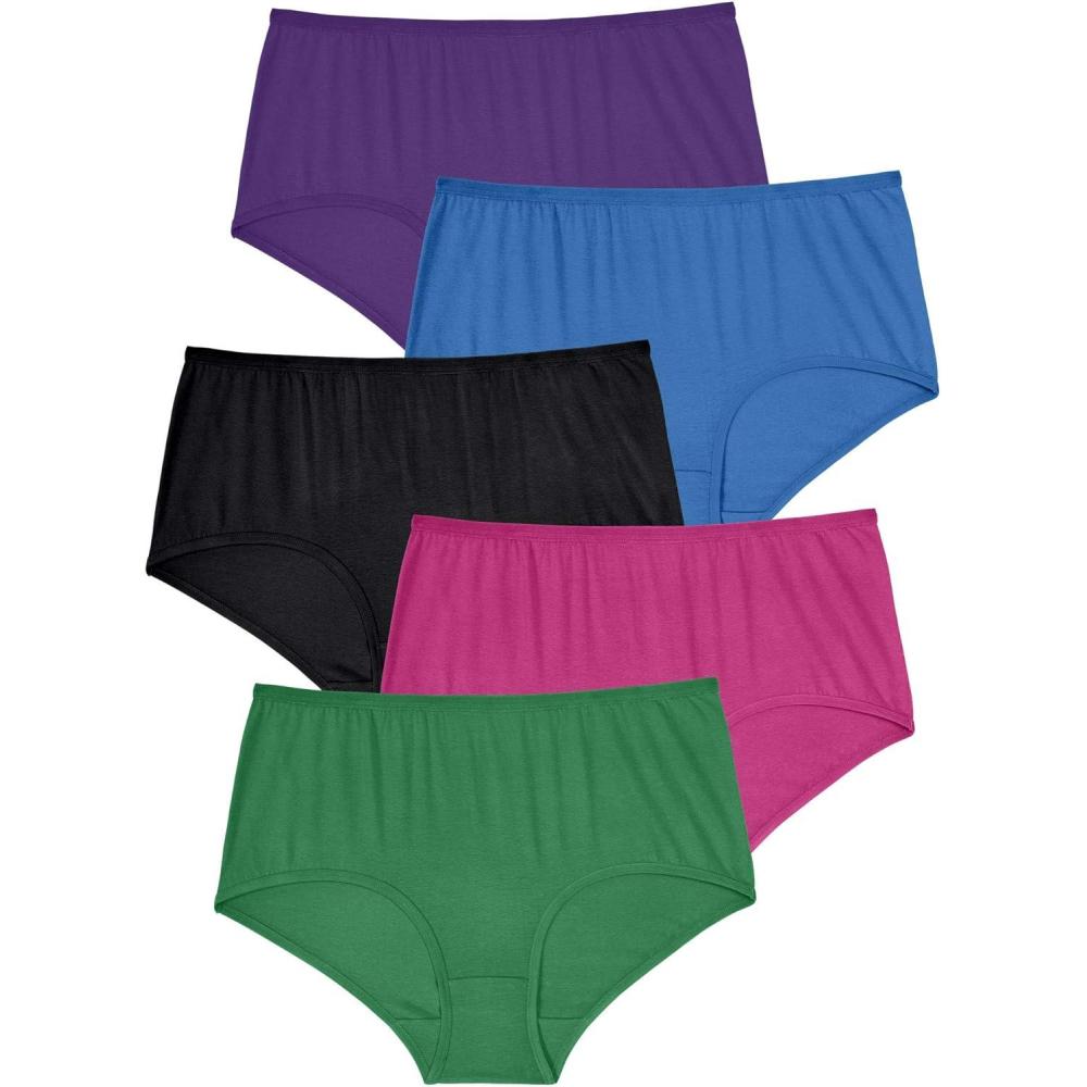 imageComfort Choice Plus Size Full Coverage Stretch Cotton Brief 5PackBright Pack