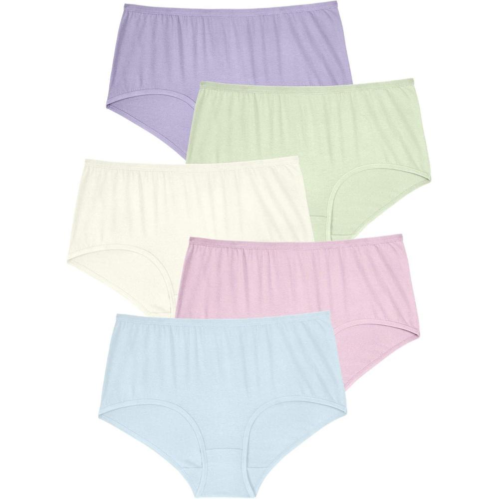 imageComfort Choice Plus Size Full Coverage Stretch Cotton Brief 5PackPastel Pack
