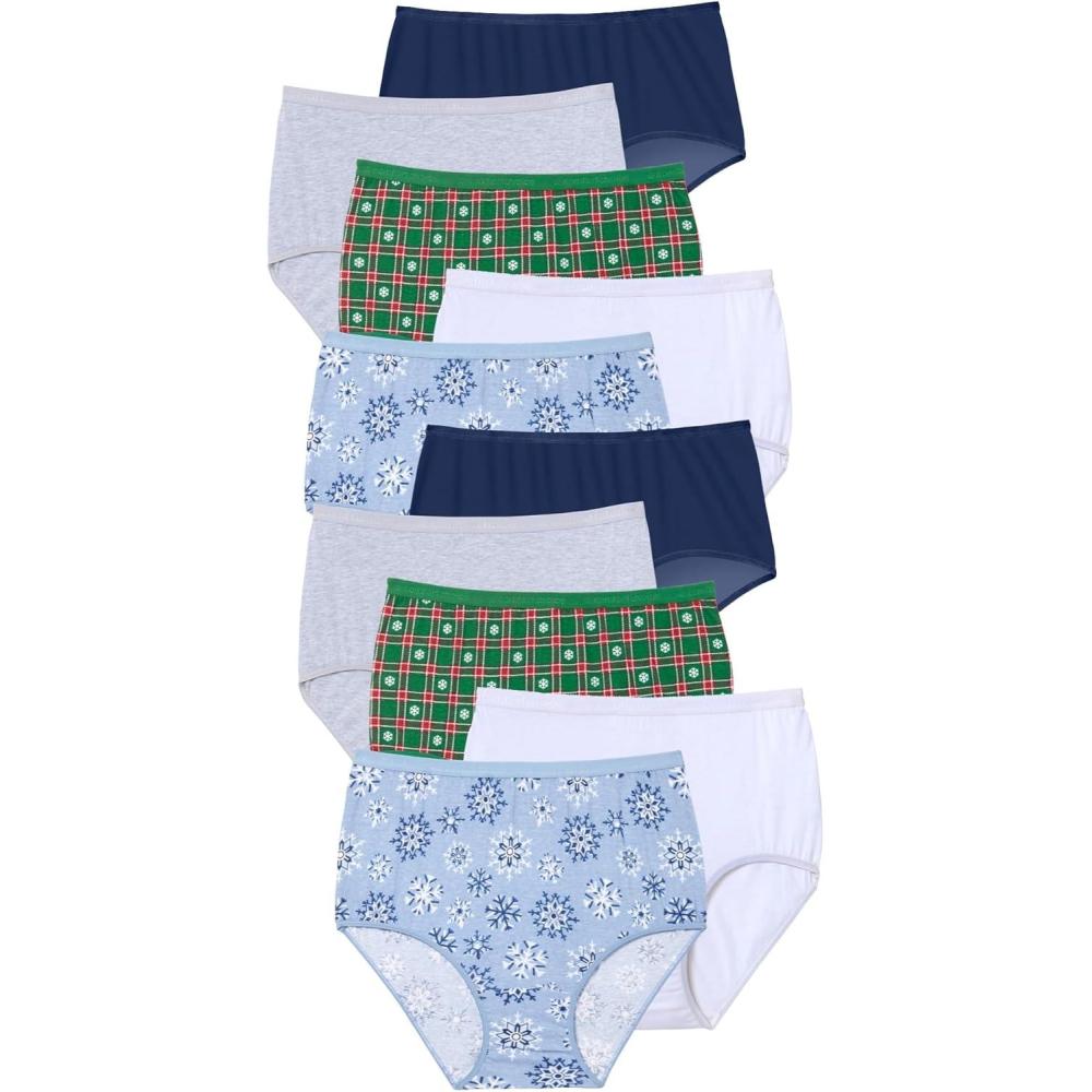 imageComfort Choice Plus Size Full Coverage Stretch Cotton Brief 5PackPlaid Bows Pack