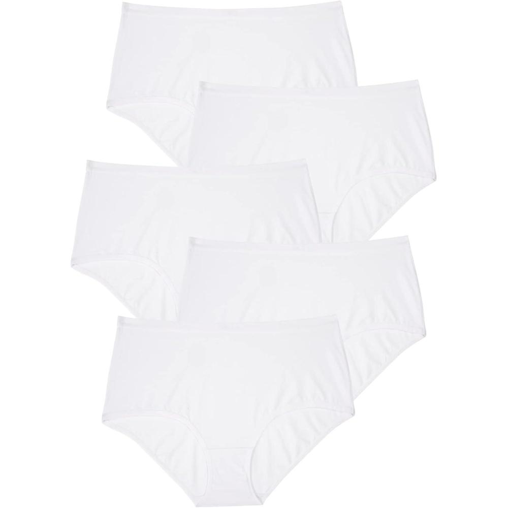 imageComfort Choice Plus Size Full Coverage Stretch Cotton Brief 5PackWhite Pack