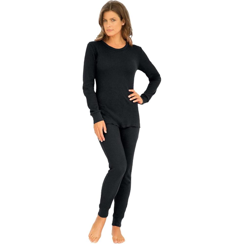 imageComfort Choice Plus Size Thermal Crewneck LongSleeve TopBlack
