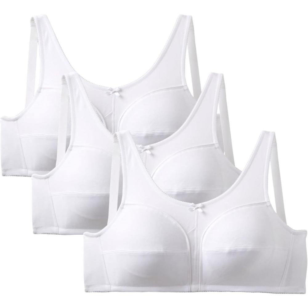 imageComfort Choice Womens Plus Size 3Pack Cotton Wireless BraWhite Pack