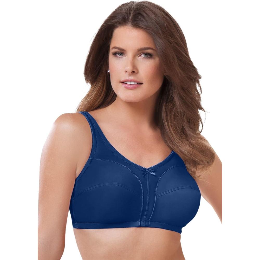 imageComfort Choice Womens Plus Size Cotton BackClose Wireless BraEvening Blue