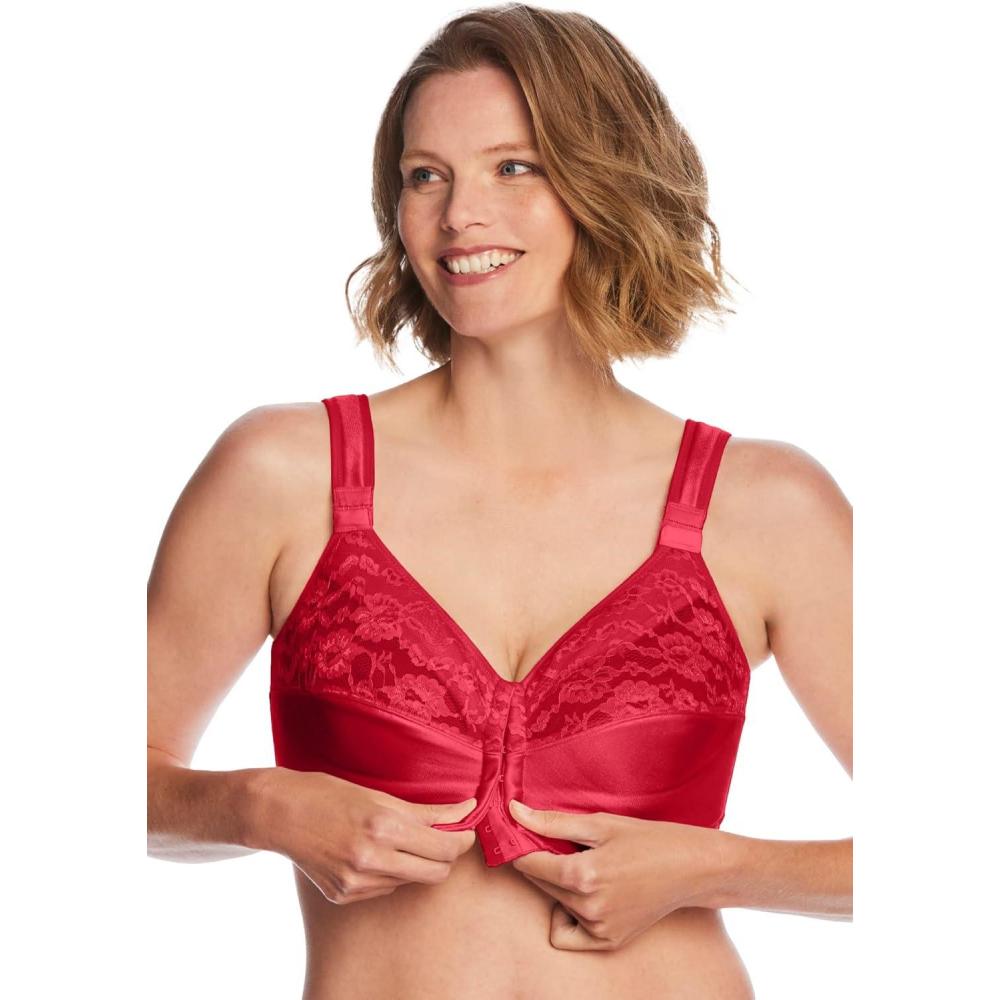 imageComfort Choice Womens Plus Size Easy Enhancer FrontClose Wireless BraClassic Red