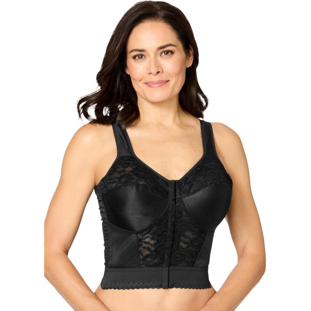 imageComfort Choice Womens Plus Size Easy Enhancer Wireless Longline Posture BraBlack