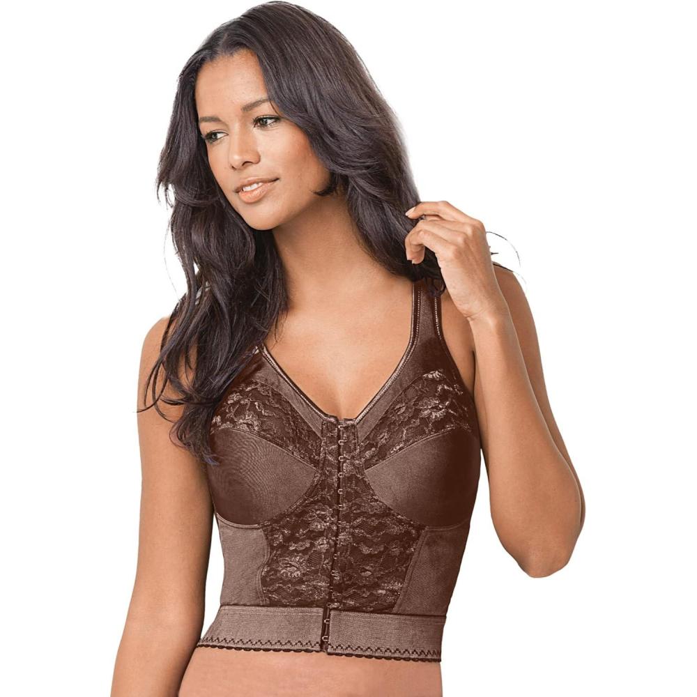 imageComfort Choice Womens Plus Size Easy Enhancer Wireless Longline Posture BraFrench Toast