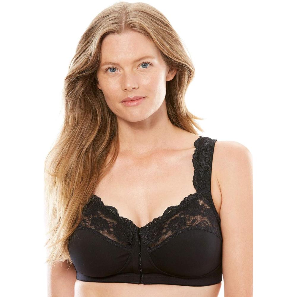 imageComfort Choice Womens Plus Size Front Close Wireless Gel Strap BraBlack