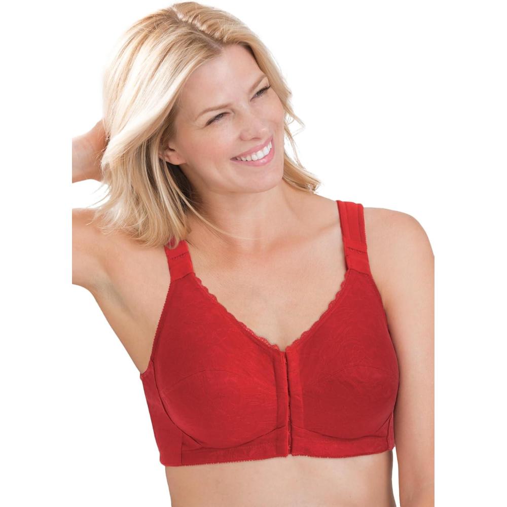 imageComfort Choice Womens Plus Size Front Close Wireless Posture BraClassic Red