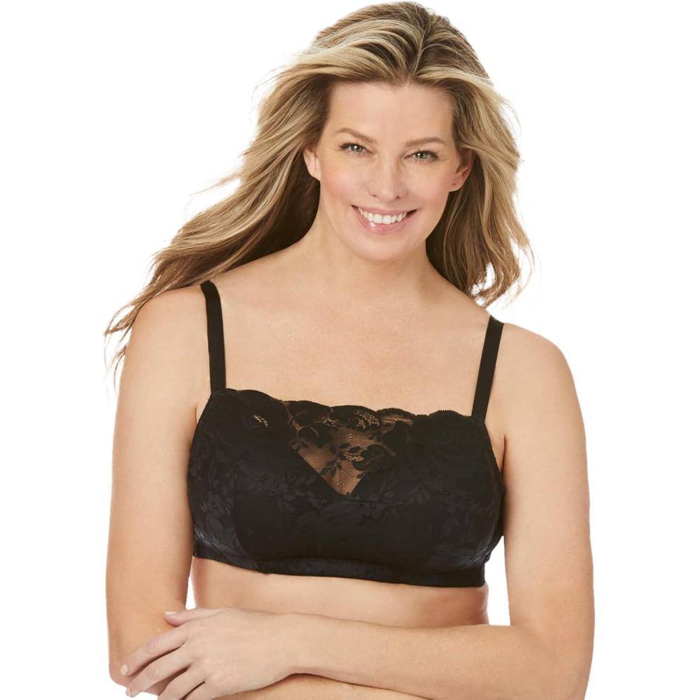 imageComfort Choice Womens Plus Size Lace Wireless Cami BraBlack