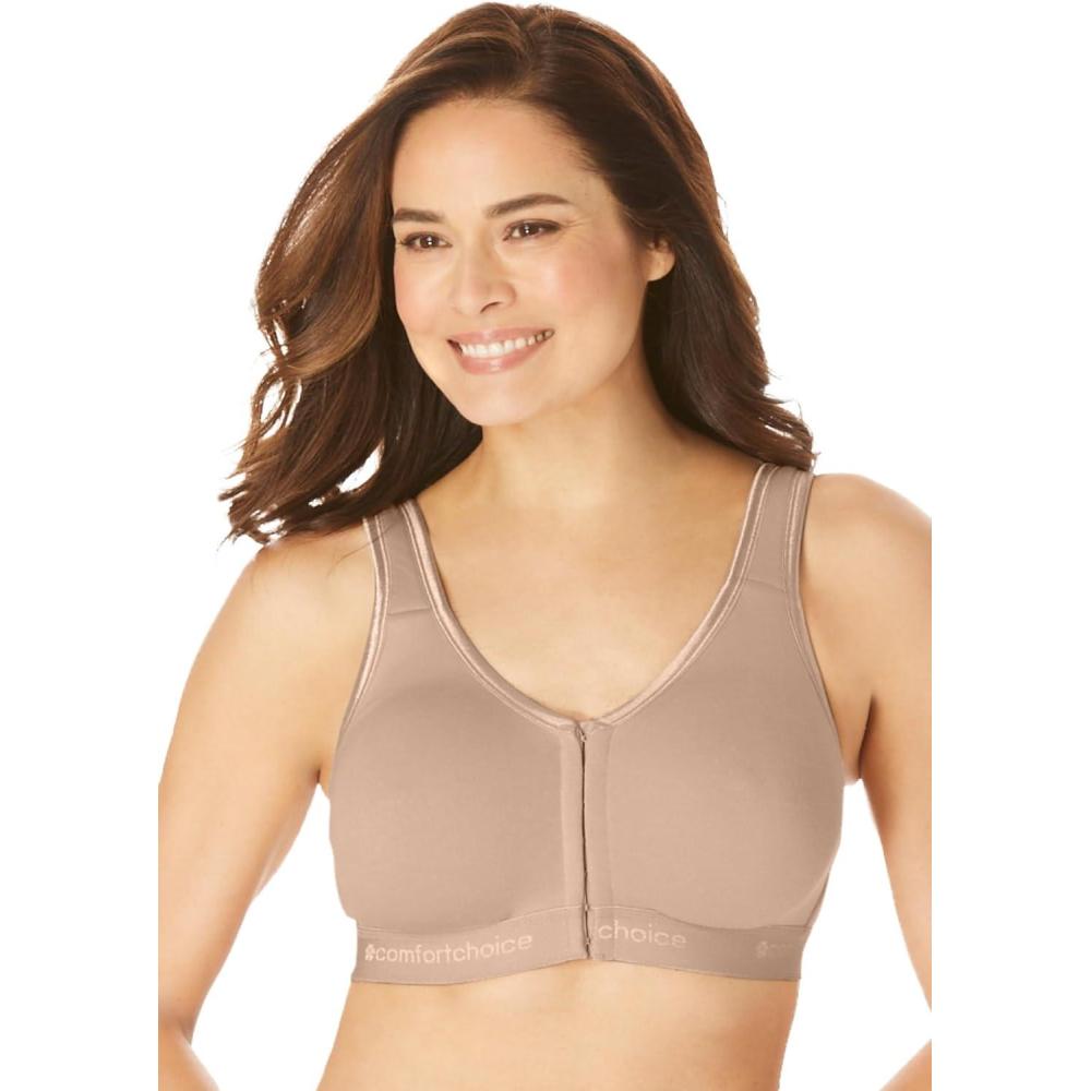 imageComfort Choice Womens Plus Size Wireless FrontClose Lounge BraNude