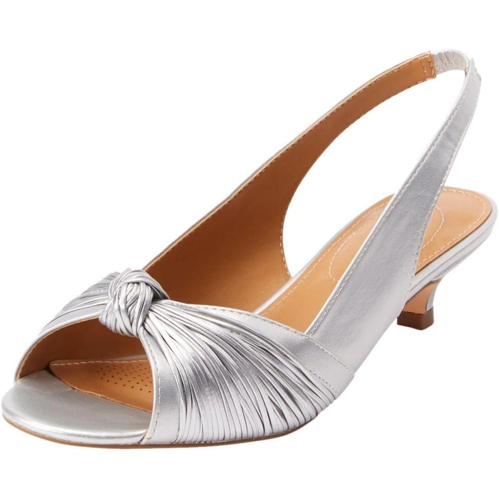 imageComfortview Katelyn Slingback Low Heel Womens Dress Shoes Wide Widths AvailableSilver