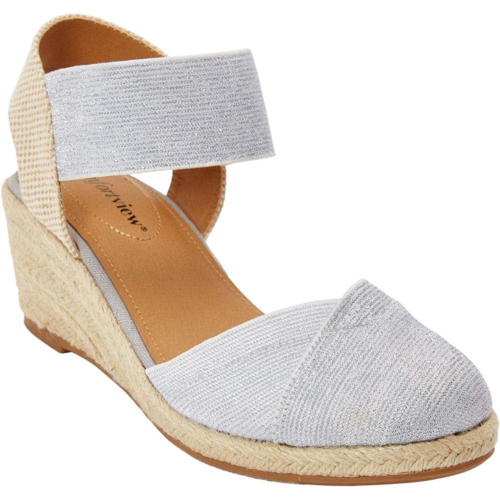 imageComfortview Womens Wide Width The Abra EspadrilleWhite Metallic