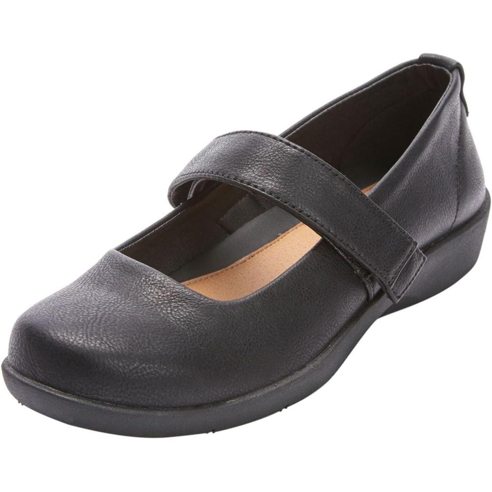 imageComfortview Womens Wide Width The Carla Mary Jane FlatBlack