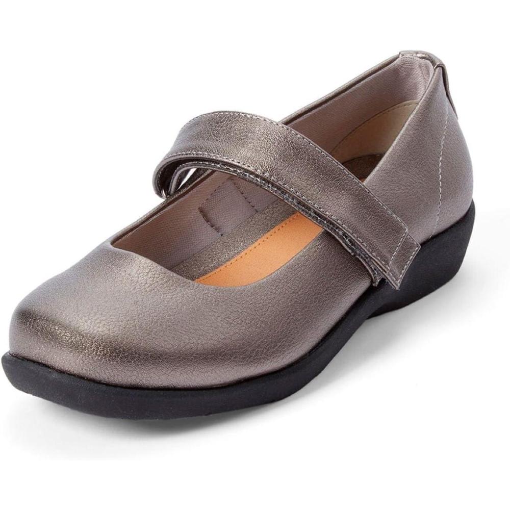 imageComfortview Womens Wide Width The Carla Mary Jane FlatGunmetal