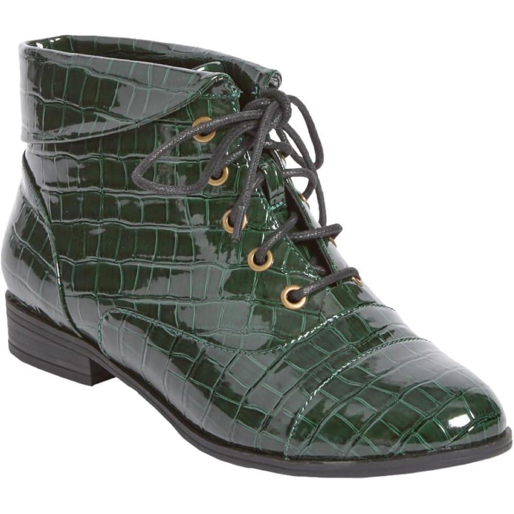 imageComfortview Womens Wide Width The Darcy BootieGreen Croco