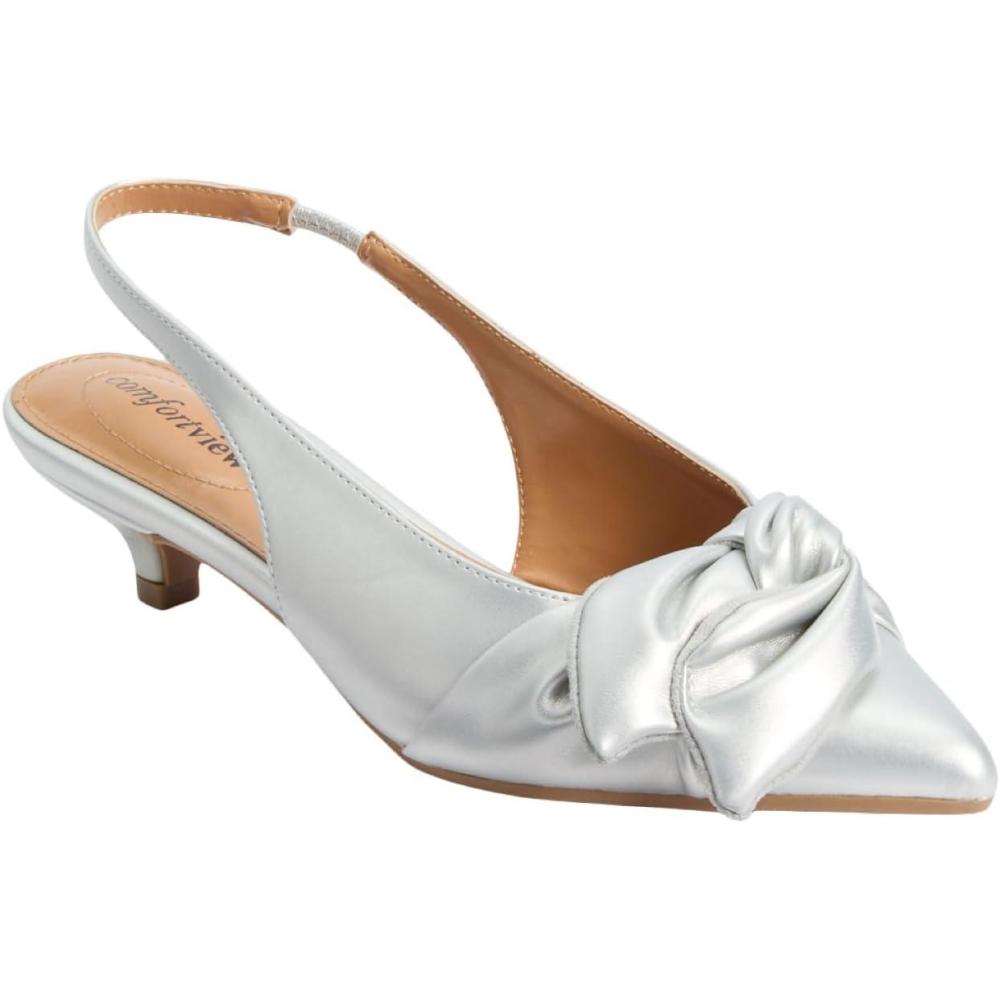 imageComfortview Womens Wide Width The Tia SlingbackSilver