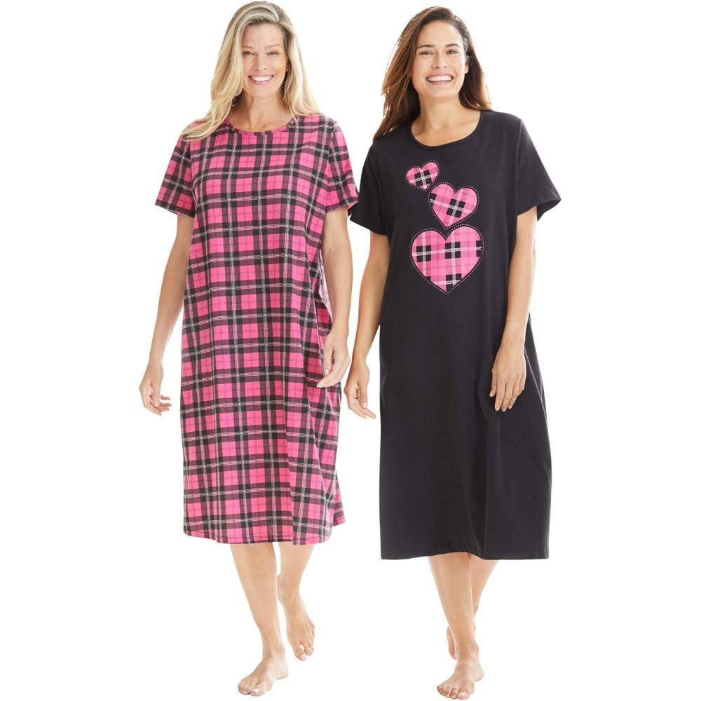 imageDreams ampamp Co Plus Size 2Pack Long SleepshirtsBlack Hearts